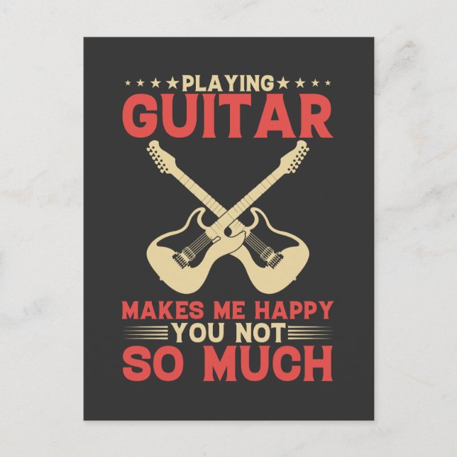 Postal Tocar guitarra me hace feliz no tanto (Anverso)