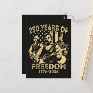Postal Tocar la guitarra 4 de julio 250 aniversario