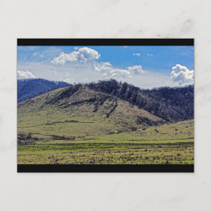 Postal Tocile, paisaje campestre de colinas desde Sadu, S
