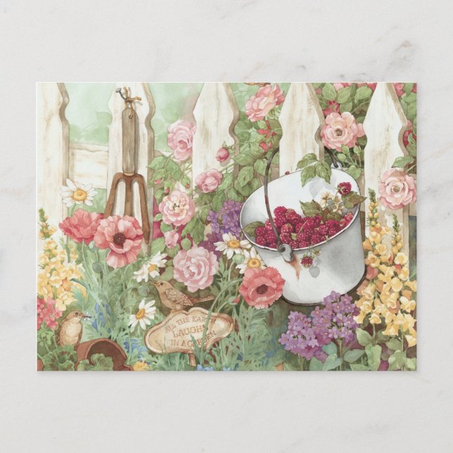 Postal Toda la Tierra se ríe en un jardín - valla para ju (Anverso)