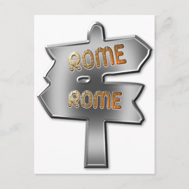 POSTAL TODAS LAS CARRETERAS CONDUCEN A ROMA (Anverso)