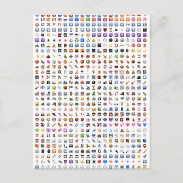 Postal Todas las emojis iPhone / iOS (Anverso)
