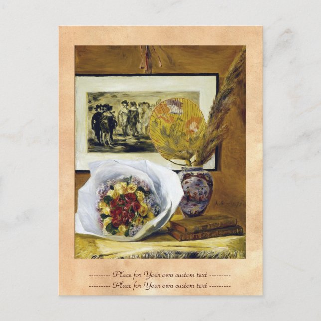 Postal Todavía la vida con Bouquet Pierre Auguste Renoir (Anverso)