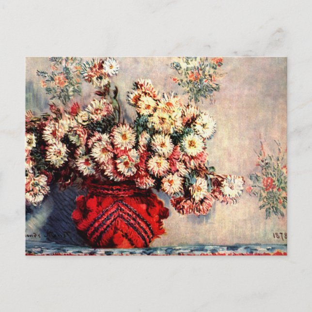 Postal Todavía la vida con crisantemas de Claude Monet (Anverso)