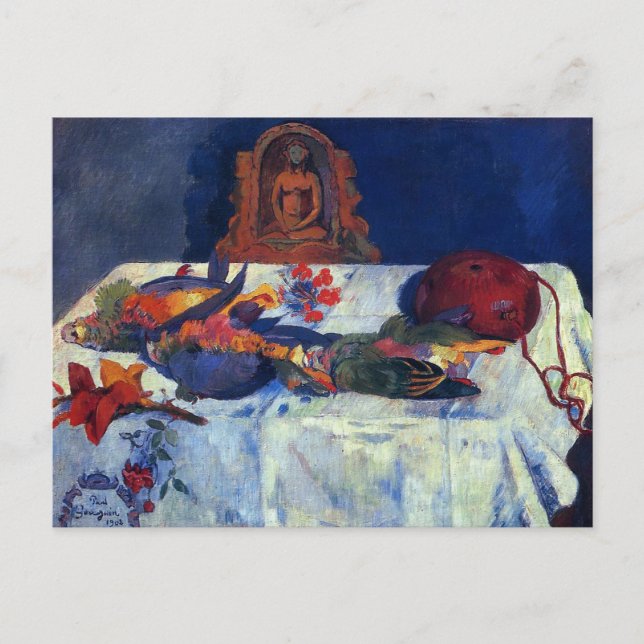 Postal 'Todavía la vida con loros' - Paul Gauguin (Anverso)