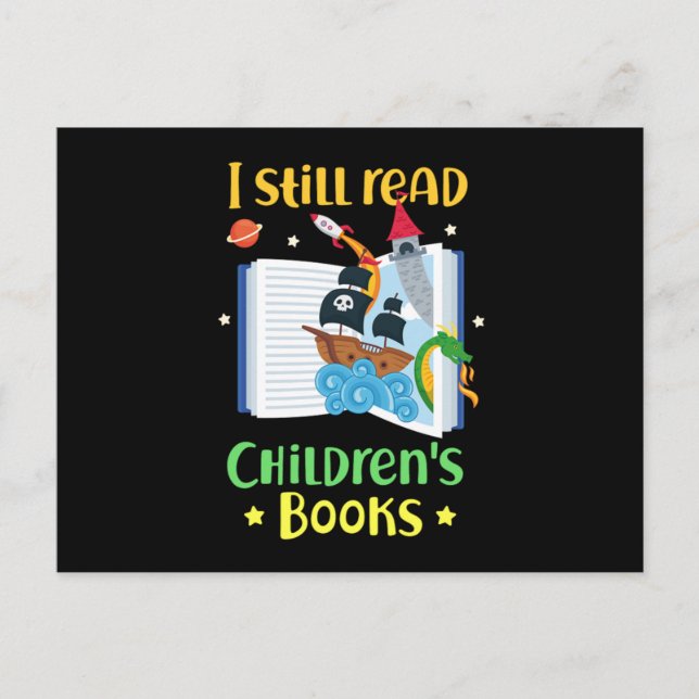 Postal Todavía leo libros para niños (Anverso)