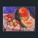 Postal Todavía vida con el melón de Paula<br><div class="desc">Esta pintura todavía titulada vida con el melón es hecha por el artista famoso, Paula Modersohn-Becker. Sobre Paula Modersohn-Becker Paula Modersohn-Becker era pintor y alemán de los representantes más importantes del expresionismo temprano. En una breve carrera, puesta fin por una embolia a la edad de 31, ella creó un número...</div>