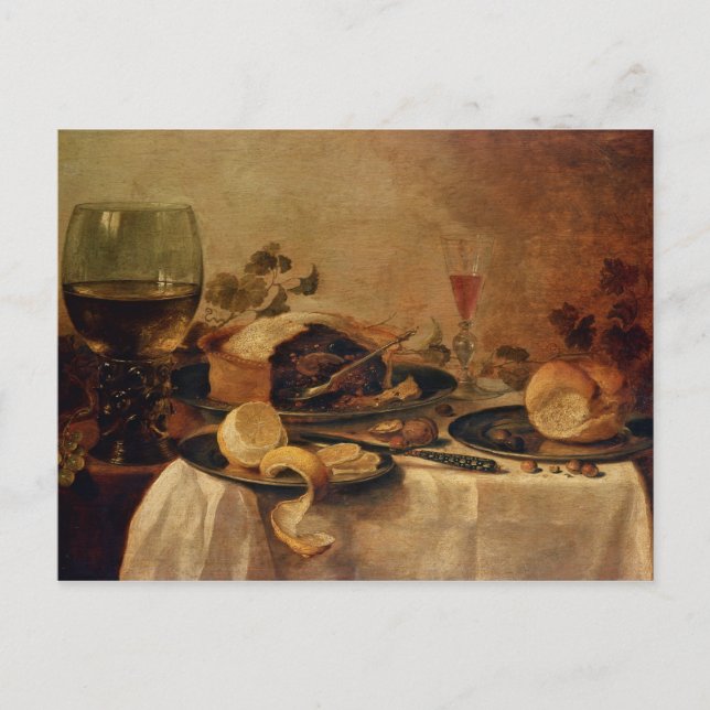 Postal Todavía vida con la empanada de la fruta, 1635 (Anverso)