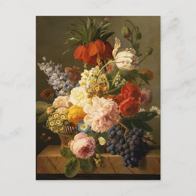 Postal Todavía vida con las flores y la fruta, 1827 (Anverso)