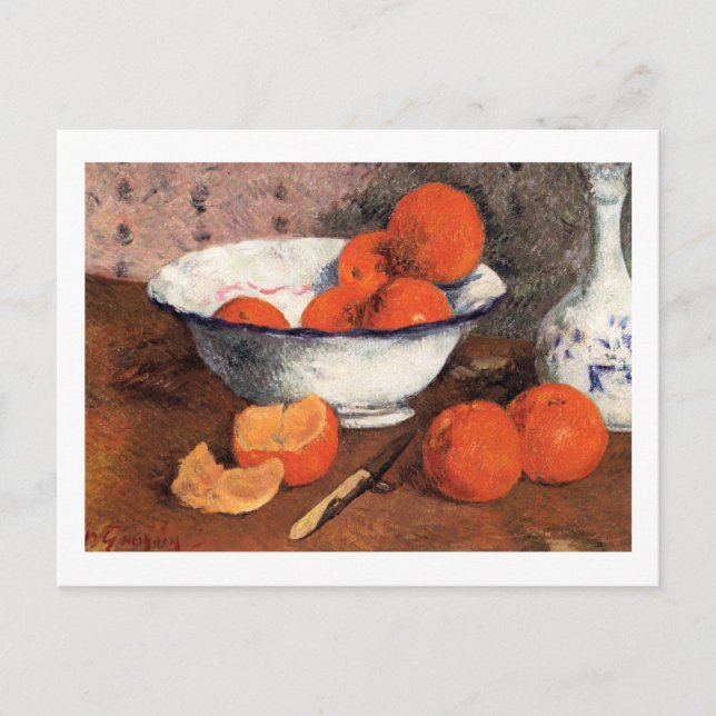 Postal Todavía vida con los naranjas por Gauguin (Anverso)