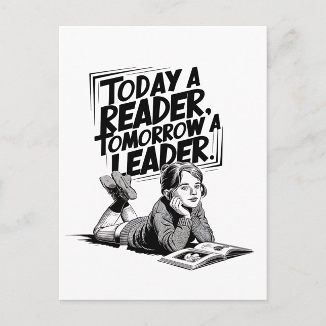 Postal Today a Reader - Book Reading Girl - Bookworm Girl (Anverso)