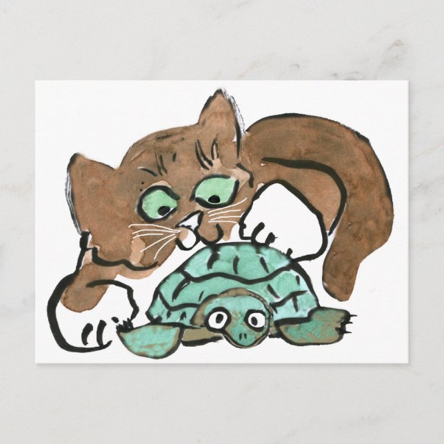 Postal Todd el gatito de Brown encuentra una tortuga (Anverso)