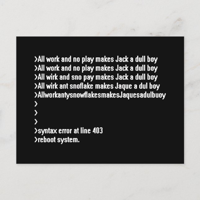 Postal Todo el trabajo y ningún juego (Anverso)