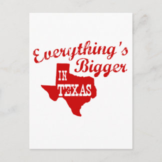 Postal Todo es más grande en Texas State Shape Post Card