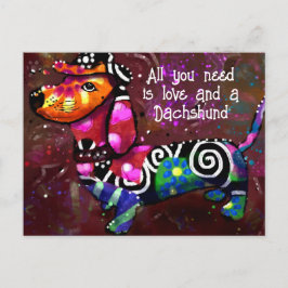 Postal Todo lo que necesitas es amor y arte abstracto de 