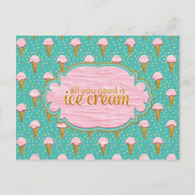 Postal Todo lo que necesitas es helado (Anverso)