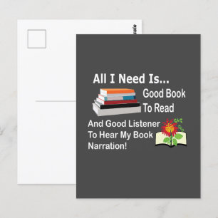 Postal Todo lo que necesito es un buen libro y un buen oy