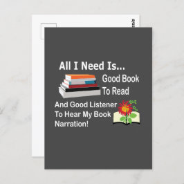 Postal Todo lo que necesito es un buen libro y una buena 