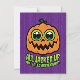 Postal Todos hartos de la calabaza divertida de los dulce