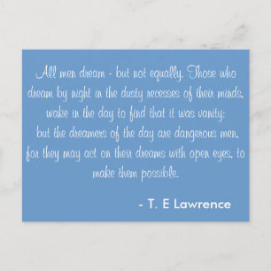 Postal Todos los hombres sueñan con T. E Lawrence