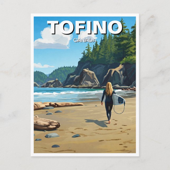 Postal Tofino Canada Surfer on Beach Travel (Anverso)