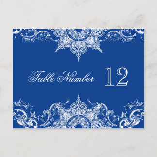 Postal Toile Damask Mesa de recepción Números Royal Blue