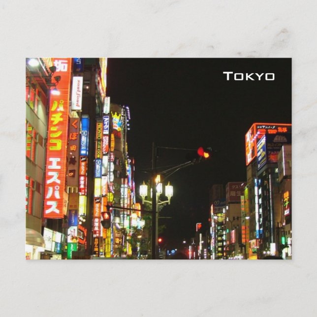 Postal Tokio de noche (Anverso)
