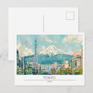 Postal Tokio Japón Ilustración de Arte Vintage Viaje