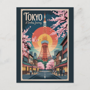 Postal Tokio Japón Ilustracion Viaje de arte