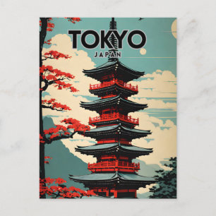 Postal Tokio Japón Nostálgico viaje retro