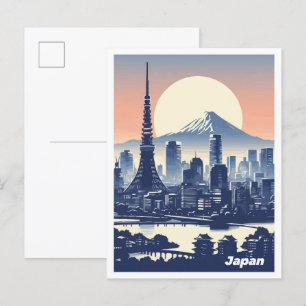Postal Tokio Japón Viajes de Ilustracion de arte