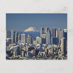 Postal Tokio, Shinjuku District Skyline, Monte Fuji,