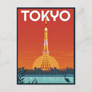 Postal Tokio Tower Japón viajes Regalos retro