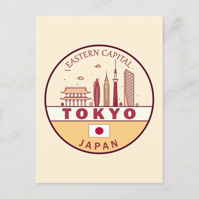 Postal Tokyo Japan City Skyline Emblem (Anverso)