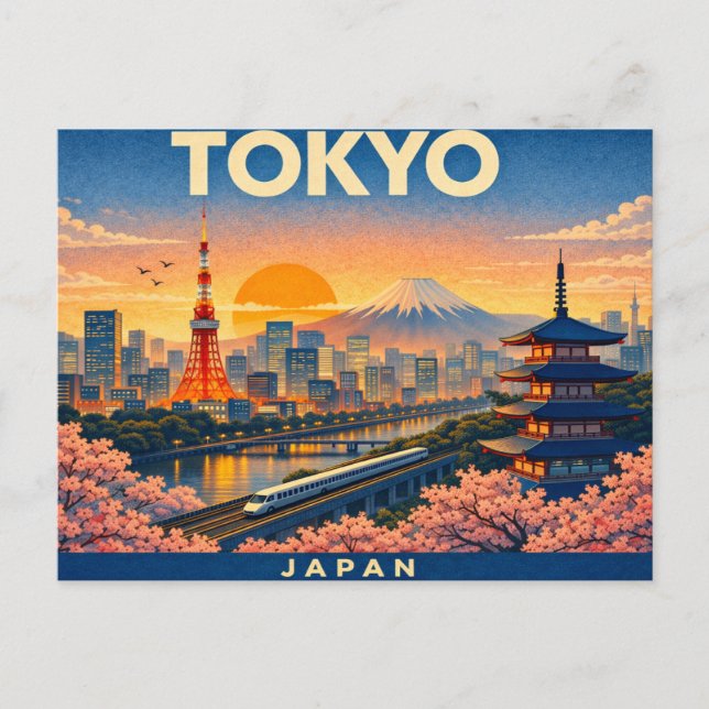 Postal Tokyo Retro Travel Postcard (Anverso)