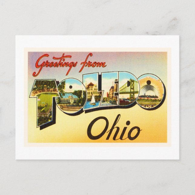 Postal Toledo Ohio OH Antiguo recuerdo de viajes de época (Anverso)