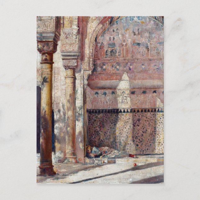 Postal Tom Roberts Disfrutando de un Rincón en la Alhambr (Anverso)