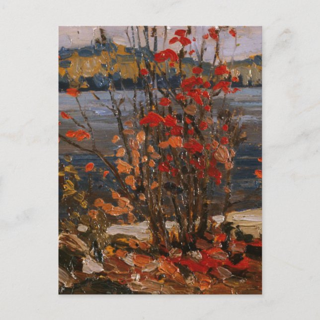 Postal Tom Thomson Pintando Lago y Árbol Rojo Ontario P (Anverso)