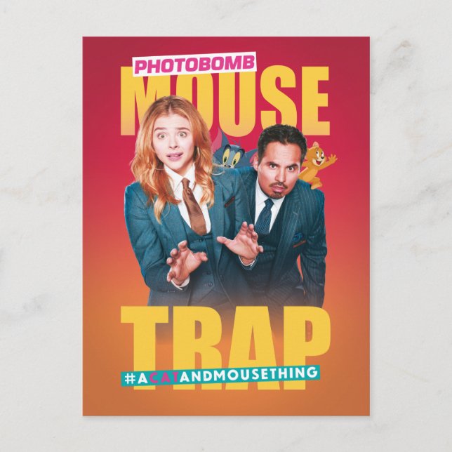 Postal Tom y Jerry con Kayla y terraza - Trampa de ratón (Anverso)