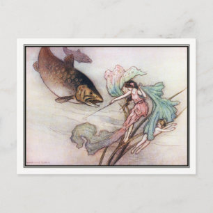 Postal Tom y la trucha de Warwick Goble