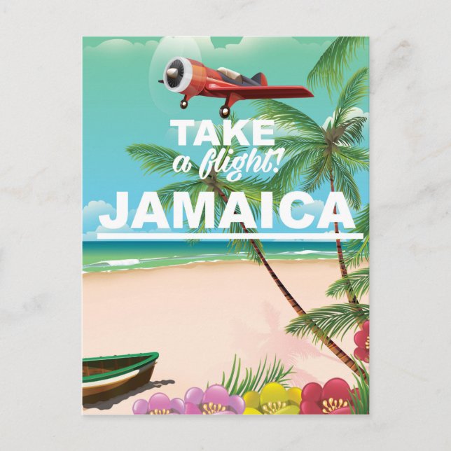 Postal ¡Toma un vuelo! Poster de vacaciones de Jamaica Re (Anverso)