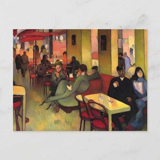 Postal Tomar un café en París (Anverso)