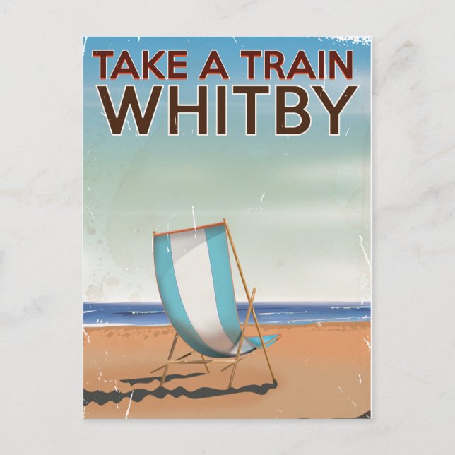 Postal Tomar un tren a la poster de viajes de Whitby (Anverso)