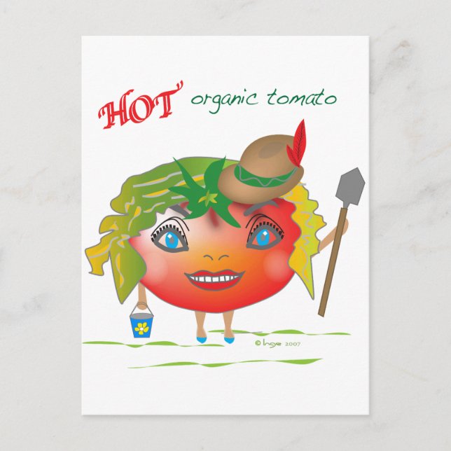 Postal Tomate orgánico caliente (Anverso)