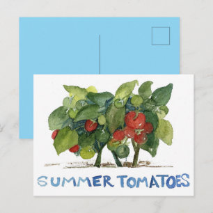 Postal Tomates de Verano Fruta Verdura Jardín Amigo por C