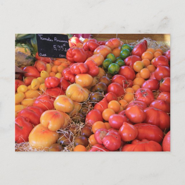 Postal Tomates en el mercado francés (Anverso)
