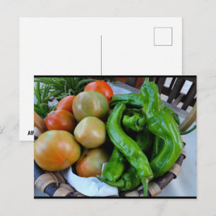 Postal Tomates y Pimientos Verdes en Cesta