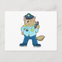 Tomcat como oficial de policía con uniforme y micr