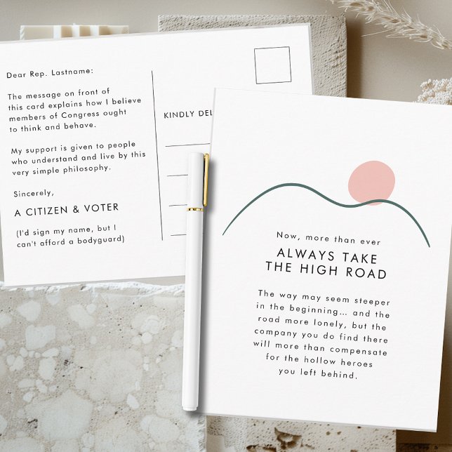 Postal Tome el sol de la montaña High Road Mountain para  (Take the High Road Abstract Mountain and Sun Postcard for Congress Revised for Safety)