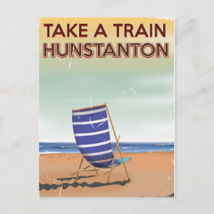 Postal Tome un tren para el cartel de viaje vintage de Hu